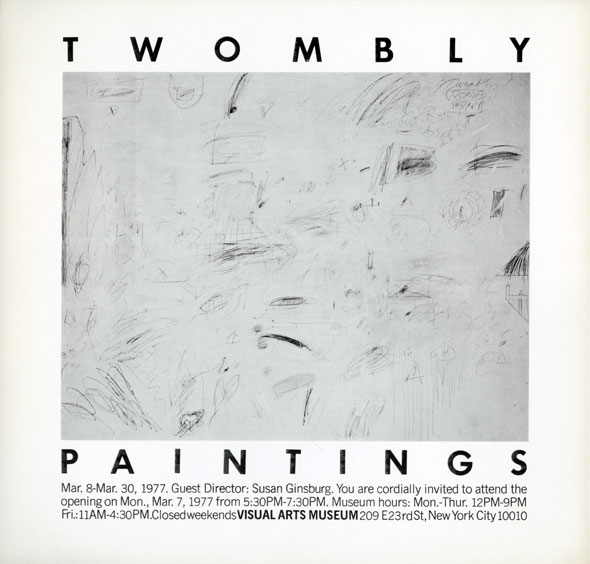 Black and white abstract painting sandwiched between text