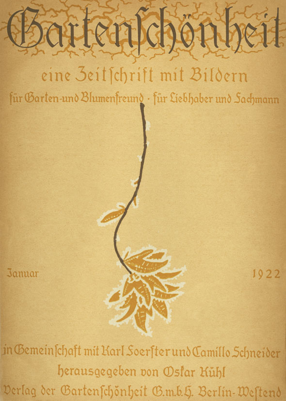 Brown and dark yellow gothic text overlaying graphic of branches; center of cover is a graphic of an upside down branch covered with leaves against a pale yellow background