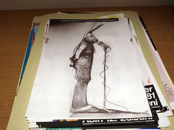 Poster for free summer concert series in small-town market squares sponsored by WDR, depicting a bunny in a suit at a microphone.