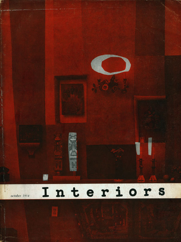 Distorted, deep red photograph of a home interior