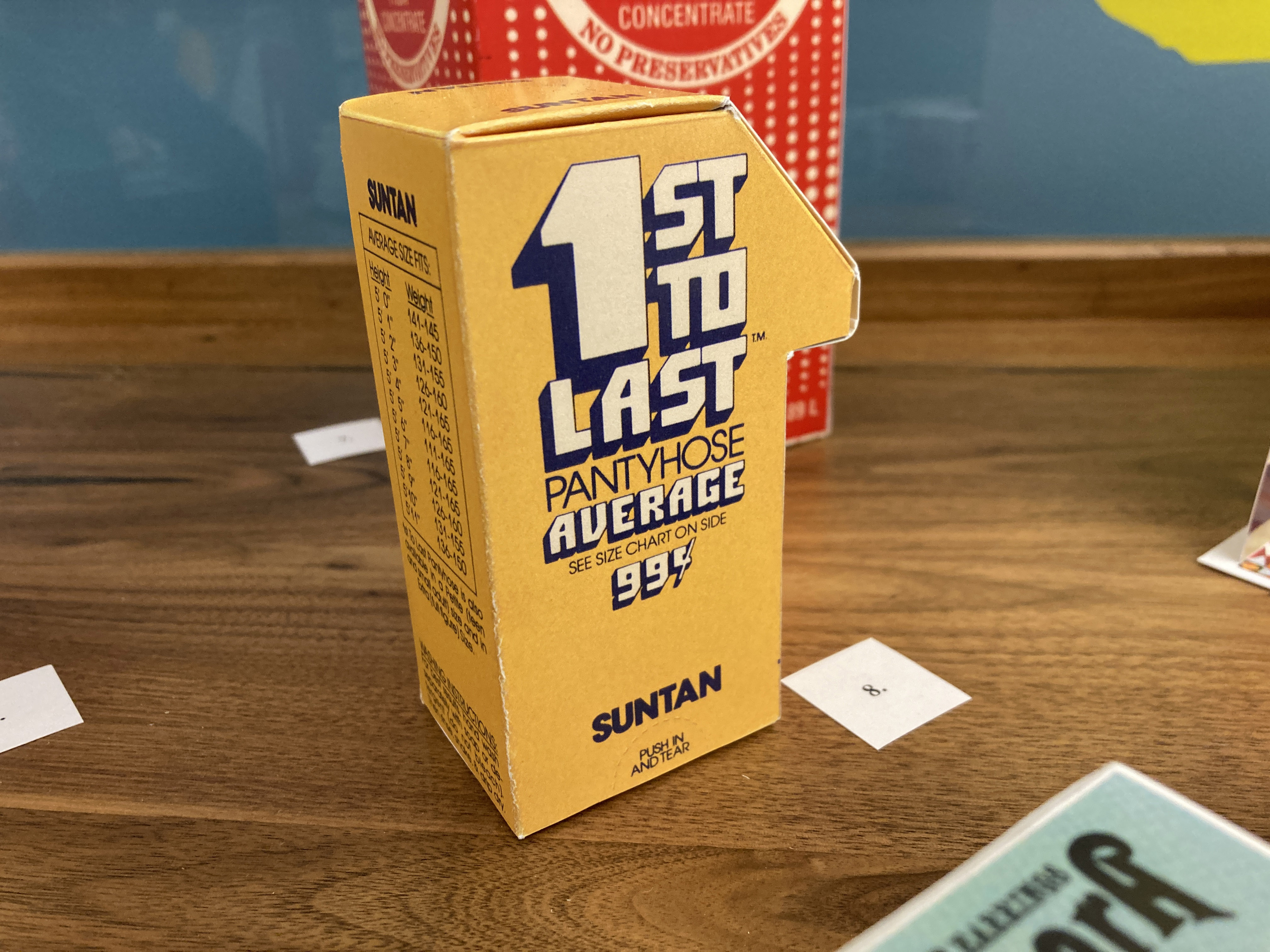a three-dimensional numeral 1 with the name "1st to last pantyhose"