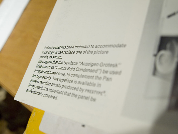 Close up of text containing some old Akzidenz Grotesk font versions described in the implementation manual.