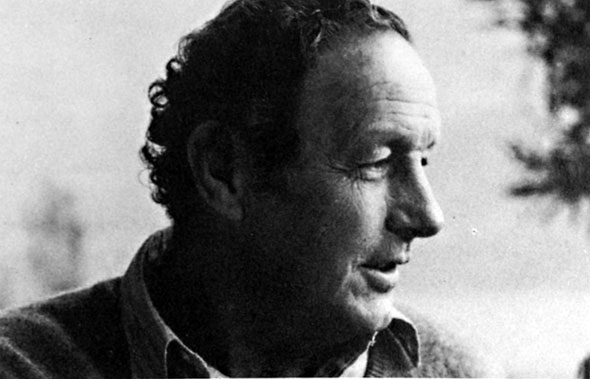 Black and white photograph of a man looking away