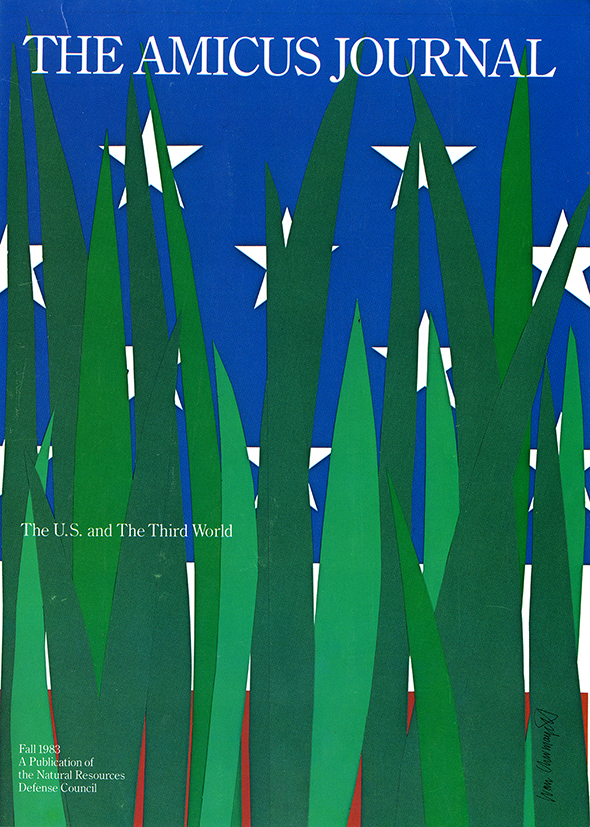 Illustration of tall grass in front of part of the American flag.