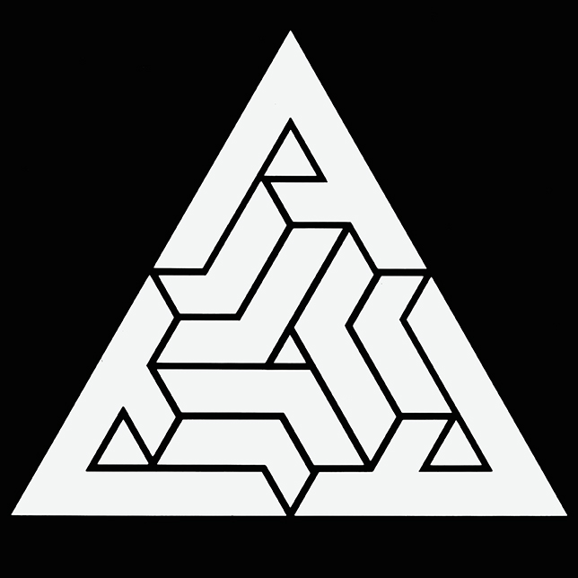 A triangle formed of three A's with contradictory perspectives