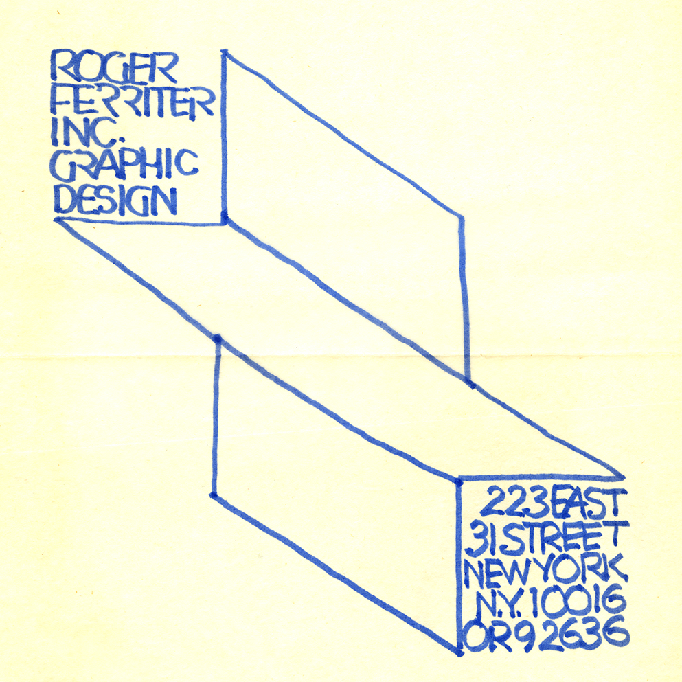 Example of the impossible perspective of a three-dimensional box containing the firm's name and address 