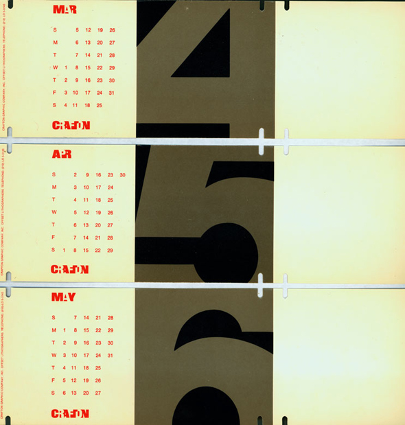 Close up of calendar pages from the 3-D calendar designed by Chermayeff & Geismar Associates