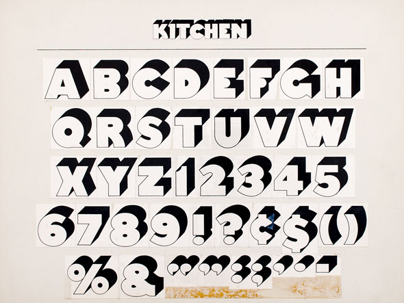 Alphabet of three dimensional typeface with long shadows