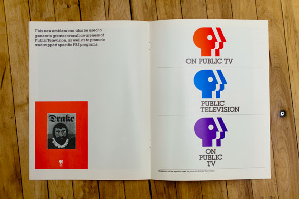 A booklet representing a red PBS logo for "On Public TV", blue for "Public Television", and purple for "On Public TV."