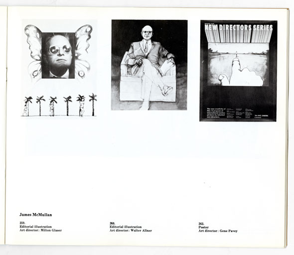 Three black and white illustrated posters; from left to right, illustration of a man wearing sunglasses flanked by butterfly wings over a row of palm trees; a man sitting cross legged on a chair; and a finger pointing towards someone