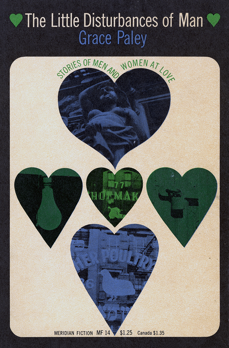 Book cover for Little Disturbances with five blue and green hearts each containing a photographic image.