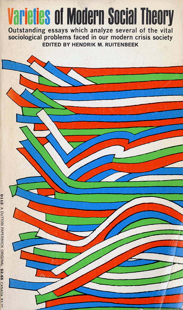 Book cover for Varieties of Modern Social Theory with abstract colorful stack of flowing ribbons in red, green, blue, and white.