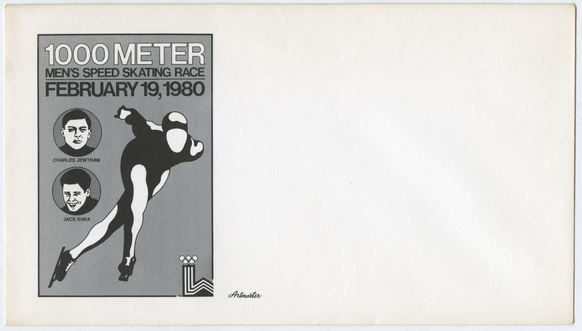 envelope with a cachet depicting a man speed skater
