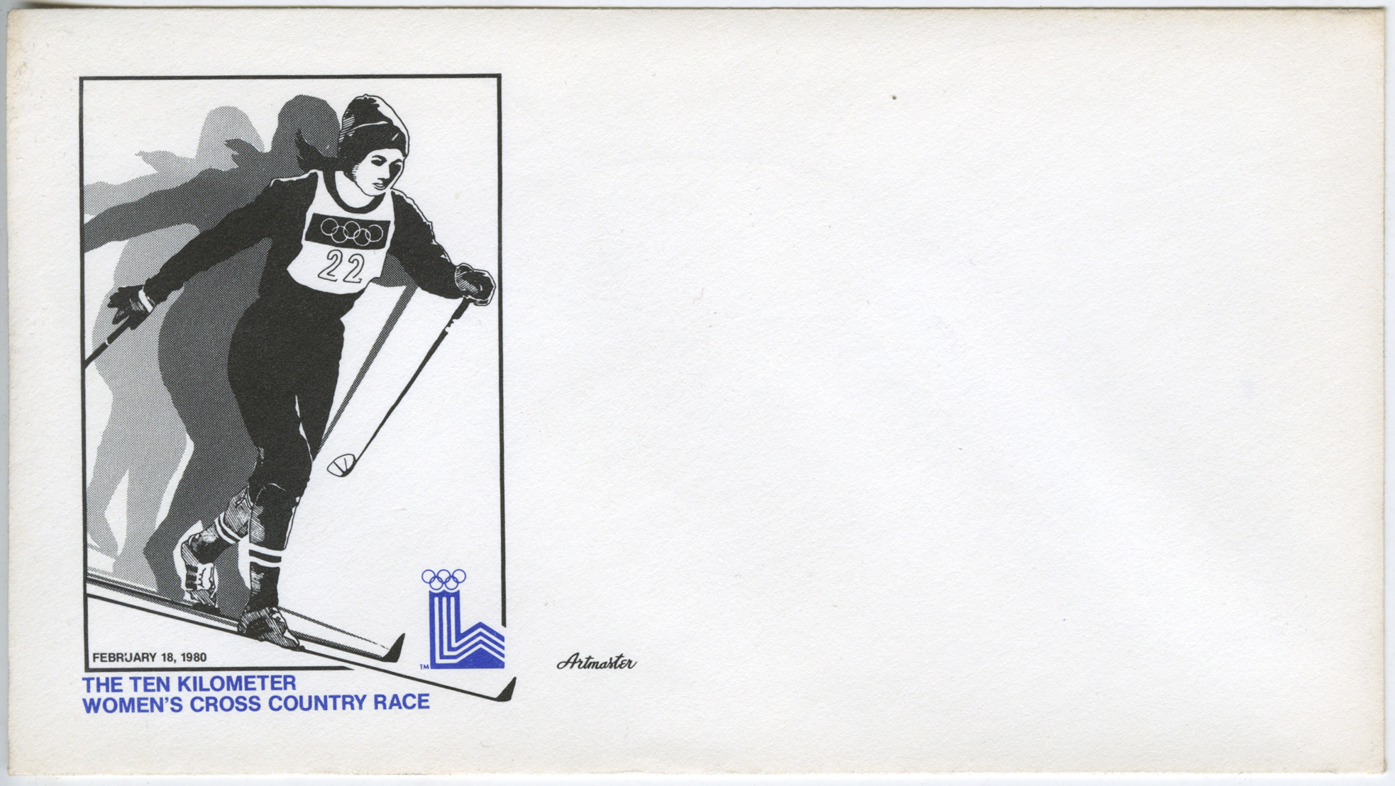 envelope with a cachet depicting a woman cross country skier