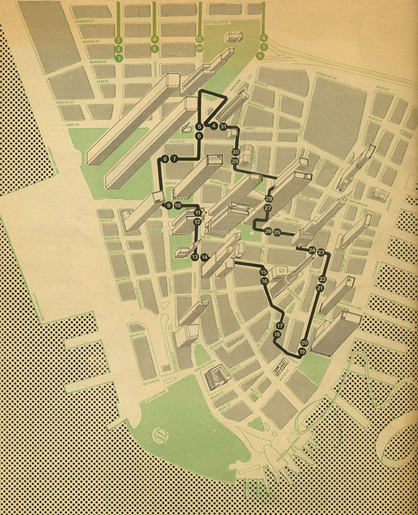NYC map route for Immovable Objects walking tour.