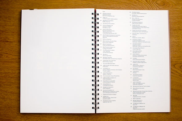 Spread; right page is the index against a white background, the left page is empty.