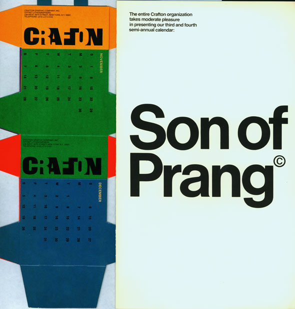 Components of an orange, blue and green 3-D calendar designed by Chermayeff & Geismar Associates
