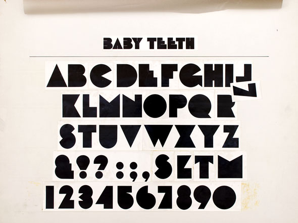 Alphabet of a blocky, geometric typeface 