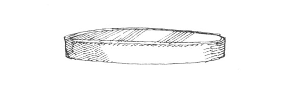 Black and white ink hatch line illustration of a band of dough