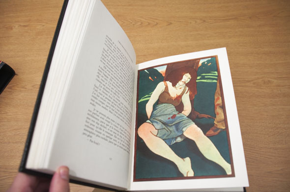 Finished illustration of sitting woman leaning against a tree. She is injured and blood is visible on her clothing.
