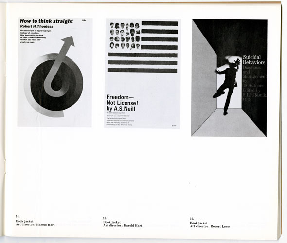 Three black and white posters; from left to right; How to think straight, with a graphic resembling a mars symbol; Freedom- not license! with an american flag graphic with human heads instead of stars; and suicidal behaviors, with a graphic of a man falling down a shadowed corridor 