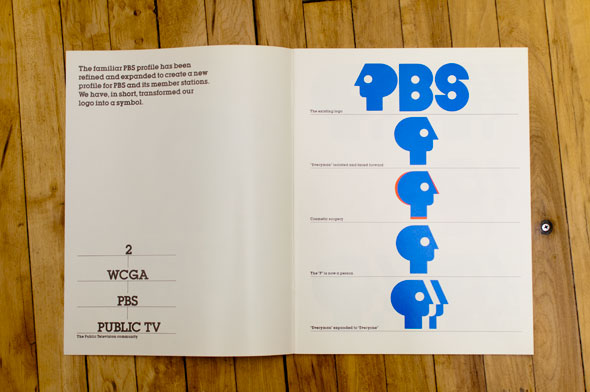 A booklet representing the PBS logo in a variation of symbols.