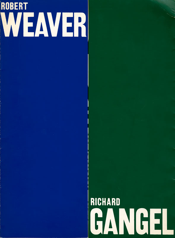 Two columns of color, one blue and the other green, with white text overlayed