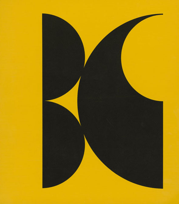 Geometric black shapes against yellow background