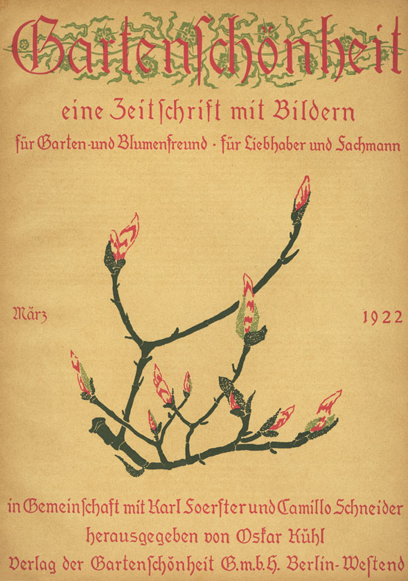Black and magenta gothic text overlaying graphic of green branches; center of cover is a graphic of a L shaped branch covered in flower buds against a pale yellow background