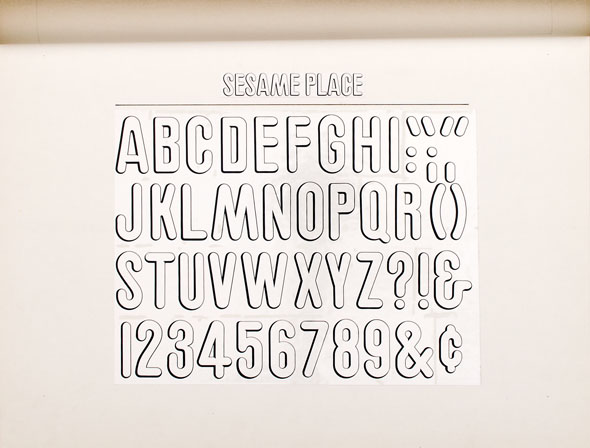 Alphabet of three-dimensional, slightly beveled typeface